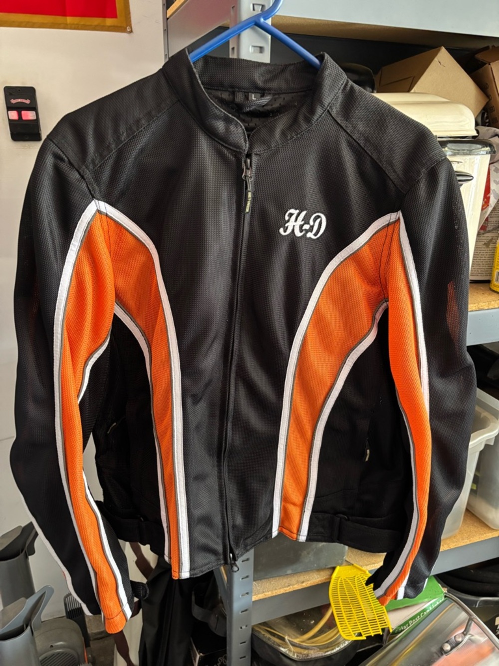 Black and Orange 'H-D' Mesh Motorcycle Jacket